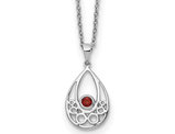 1/8 Carat (ctw) Garnet Drop Pendant Necklace in Sterling Silver with Chain